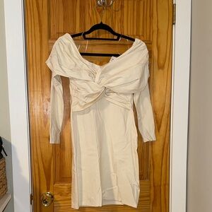 Stretchy cream off the shoulder, Abercrombie and Fitch dress